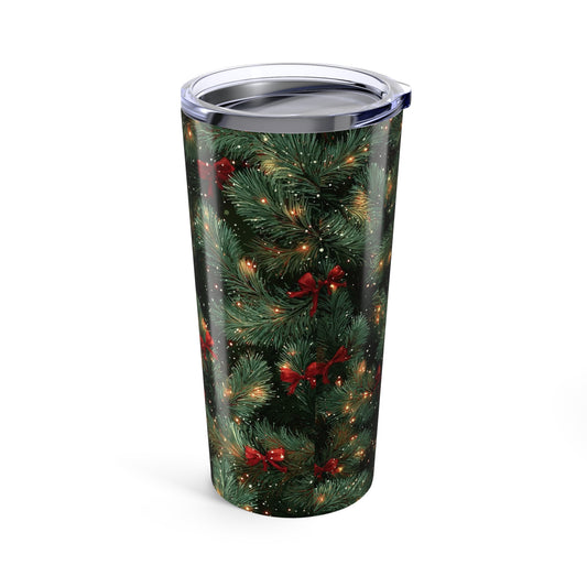 20oz Christmas Pine Needle Tumbler — Holiday Lights & Berries Travel Cup