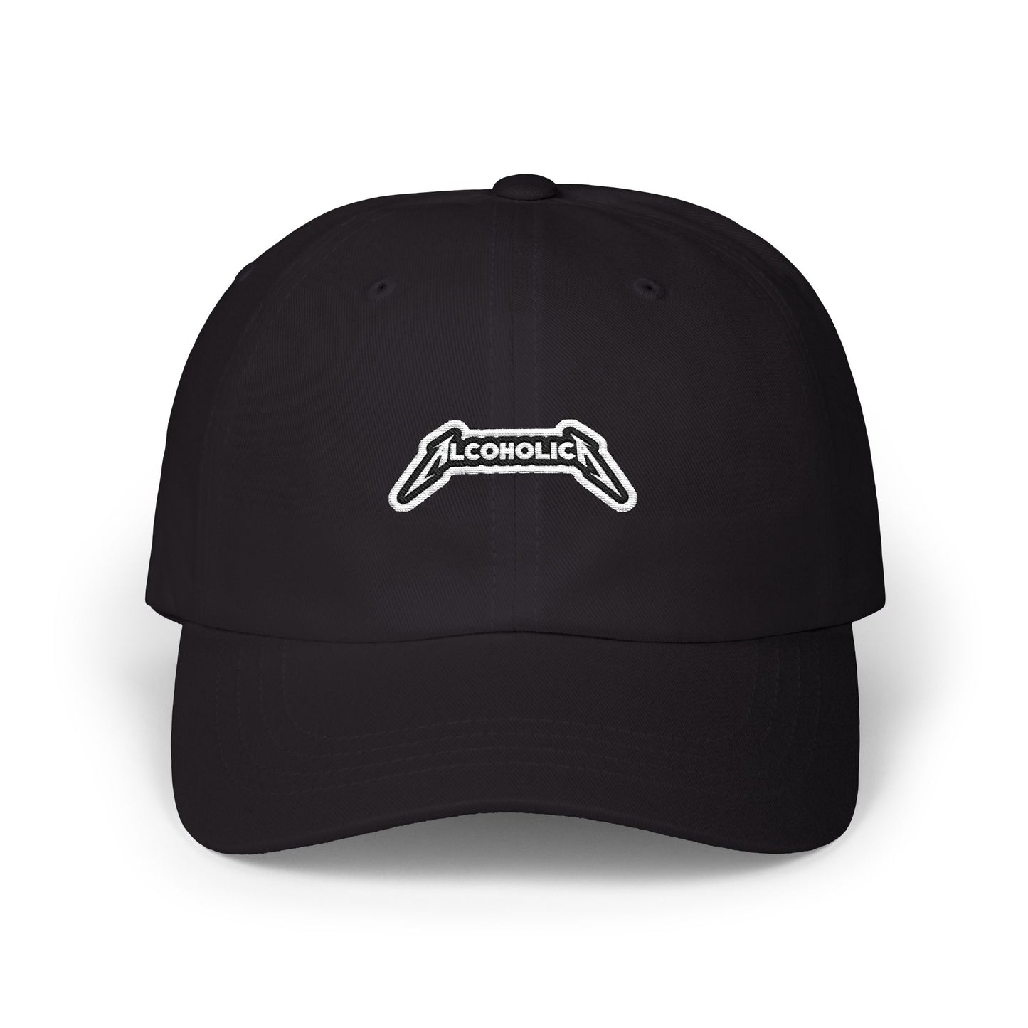 Dad Cap — 'Alcoholic' Retro Band Logo Embroidered Hat