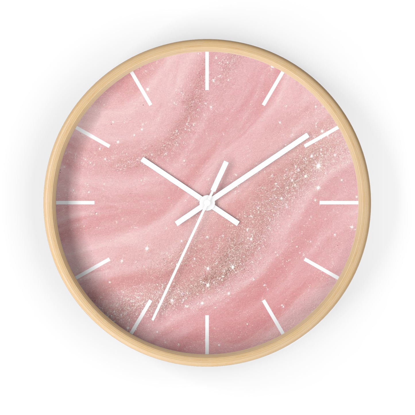Pink Marble Wall Clock — Modern Minimal Accent Clock for Bedroom & Office