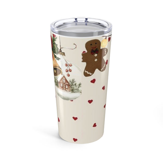 20oz Christmas Tumbler — Gingerbread & Ornaments Holiday Travel Cup