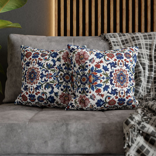 Floral Medina Decorative Pillowcase — Blue & Rust Turkish Tile Pattern