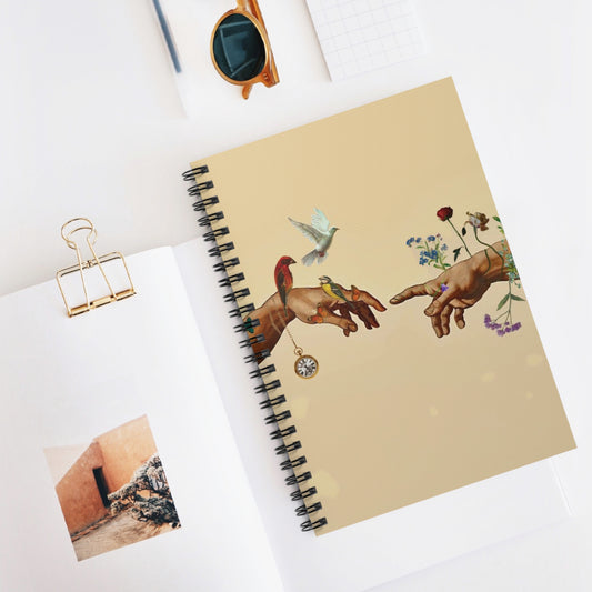 Artistic Hands Spiral Notebook — Floral & Bird Illustration Ruled Journal