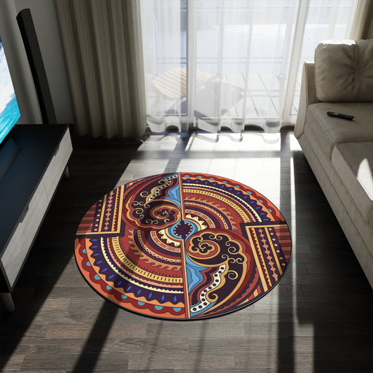 Bohemian Mandala Round Rug — Colorful Tribal Pattern Floor Mat