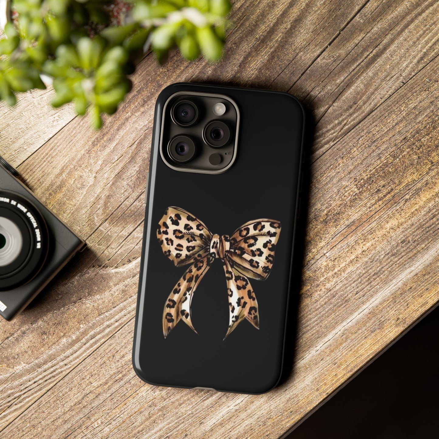 Leopard Bow Phone Case — Chic Animal Print Protective Cover
