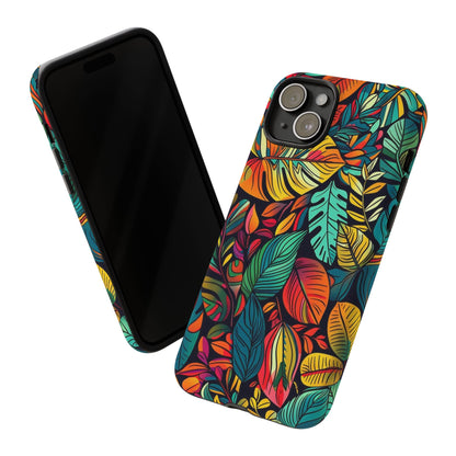 Colorful Tropical Leaves Phone Case — Vibrant Botanical Protective Cover