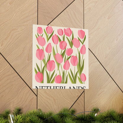 Netherlands Flower Market Poster – Pink Tulip Matte Vertical Art Print