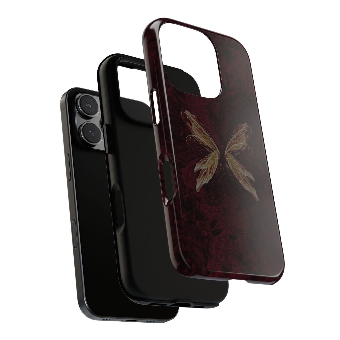Butterfly Wing Tough Phone Case — Dark Maroon Protective iPhone Cover