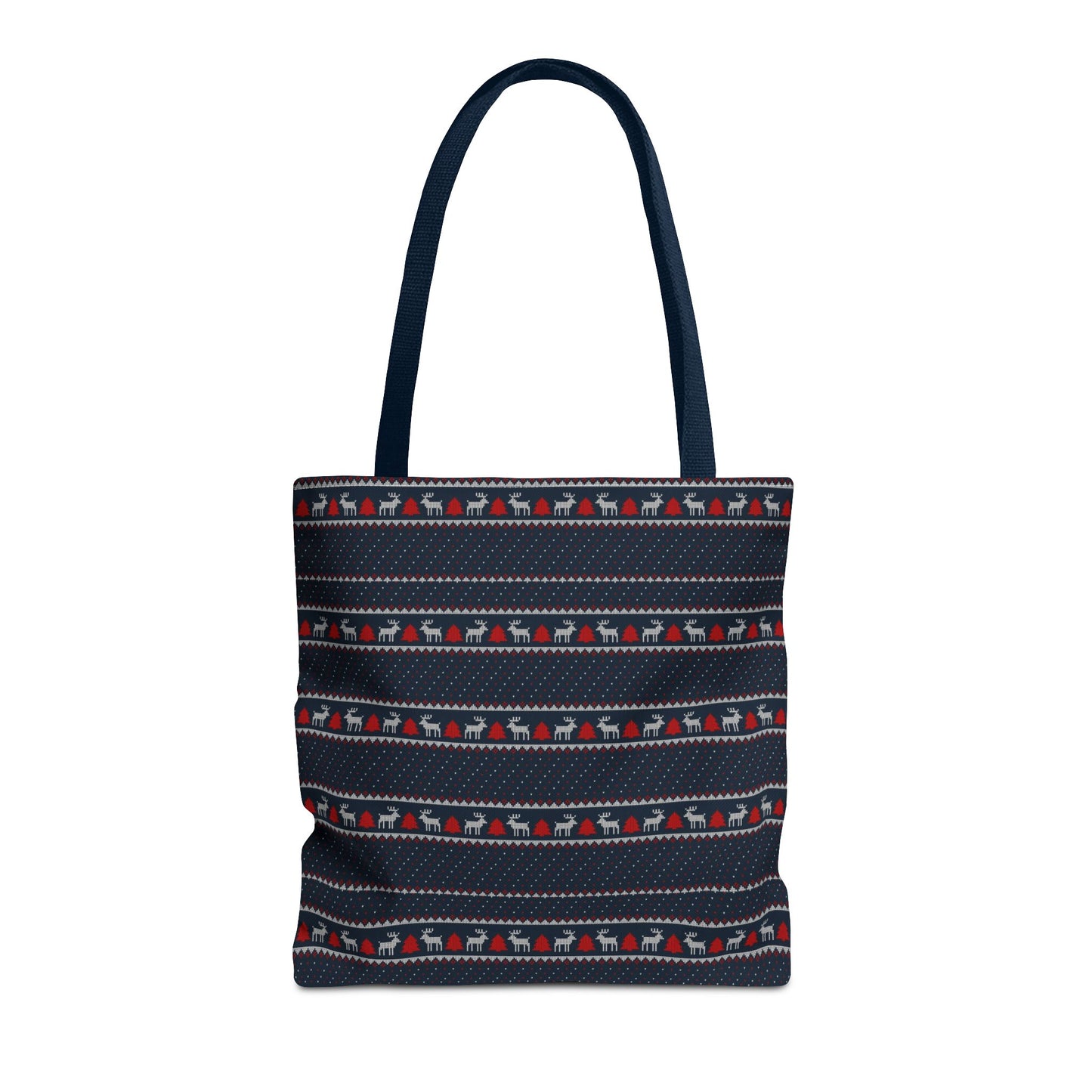 Holiday Reindeer Stripe Tote Bag — Festive Christmas Pattern Tote