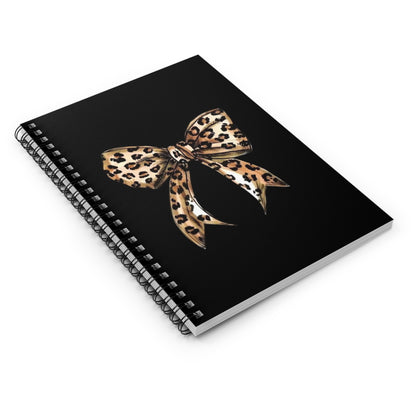 Leopard Bow Spiral Notebook — Ruled Journal for Notes & Gifts