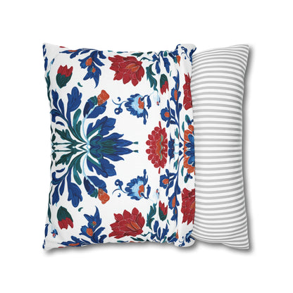 Boho Floral Decorative Pillowcase — Red & Blue Suzani Pattern