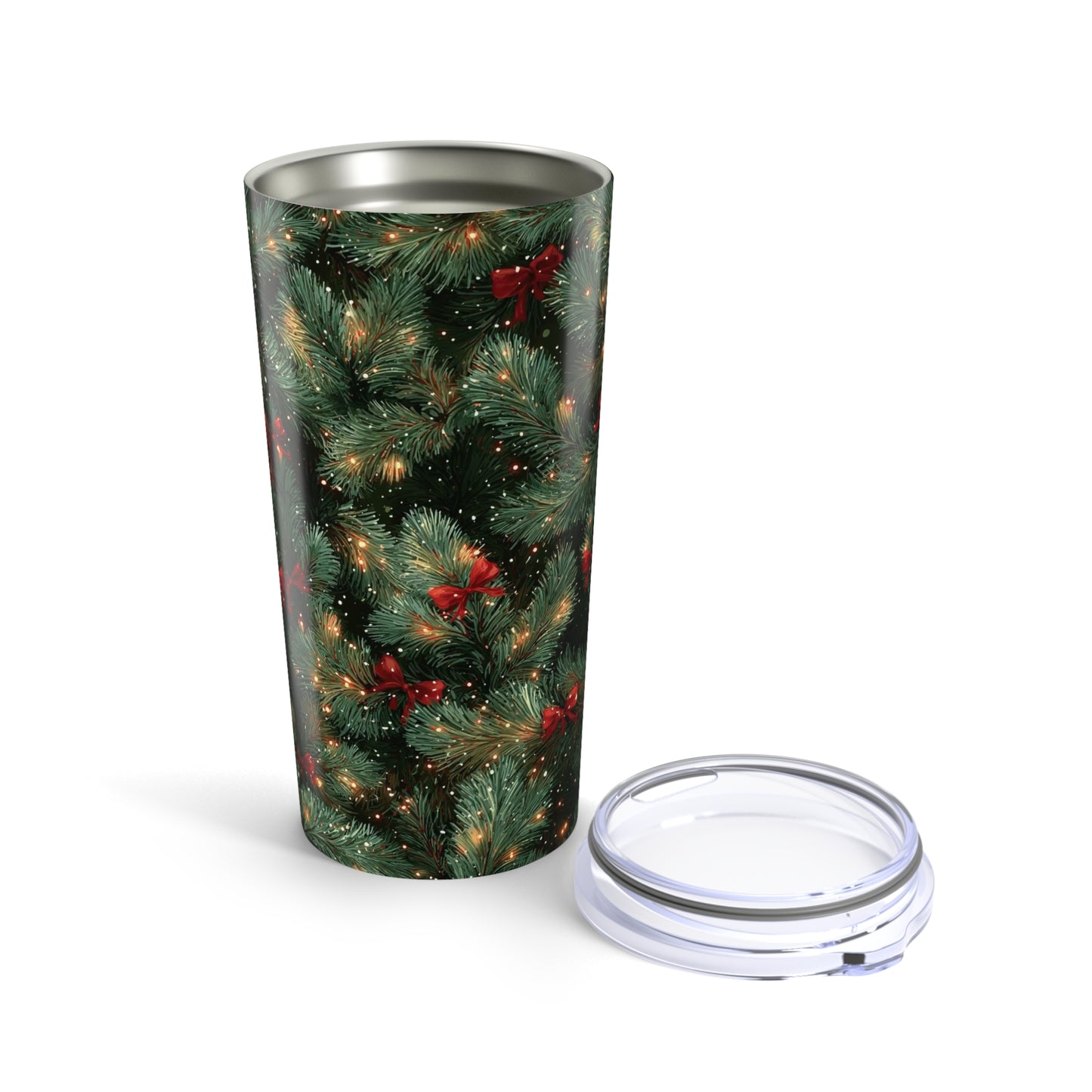 20oz Christmas Pine Needle Tumbler — Holiday Lights & Berries Travel Cup