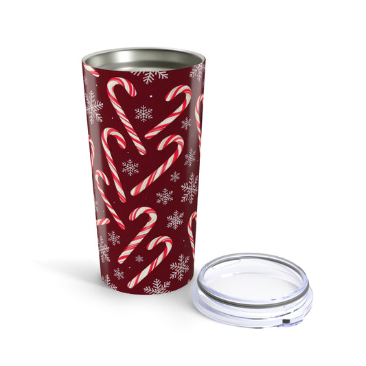 20oz Candy Cane Tumbler – Festive Red Christmas Snowflake Travel Cup