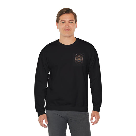 Black Bear Pocket Crewneck Sweatshirt — Minimal Wildlife Graphic