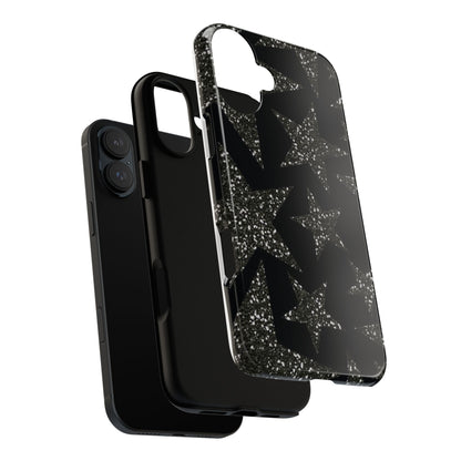 Glitter Star Tough Case — Black Sparkle Phone Case
