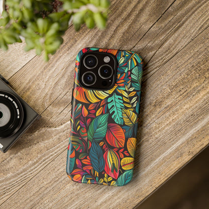 Colorful Tropical Leaves Phone Case — Vibrant Botanical Protective Cover