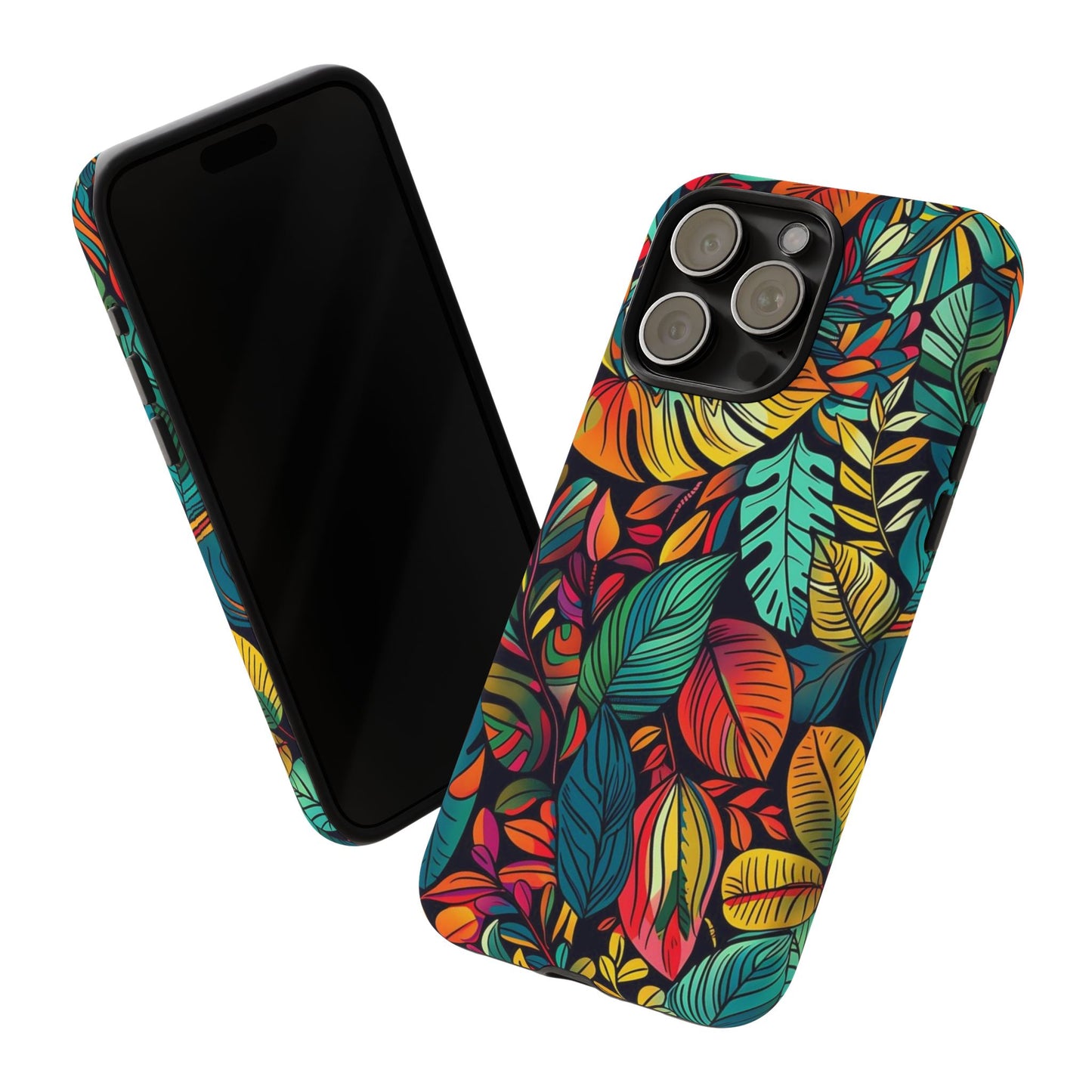 Colorful Tropical Leaves Phone Case — Vibrant Botanical Protective Cover