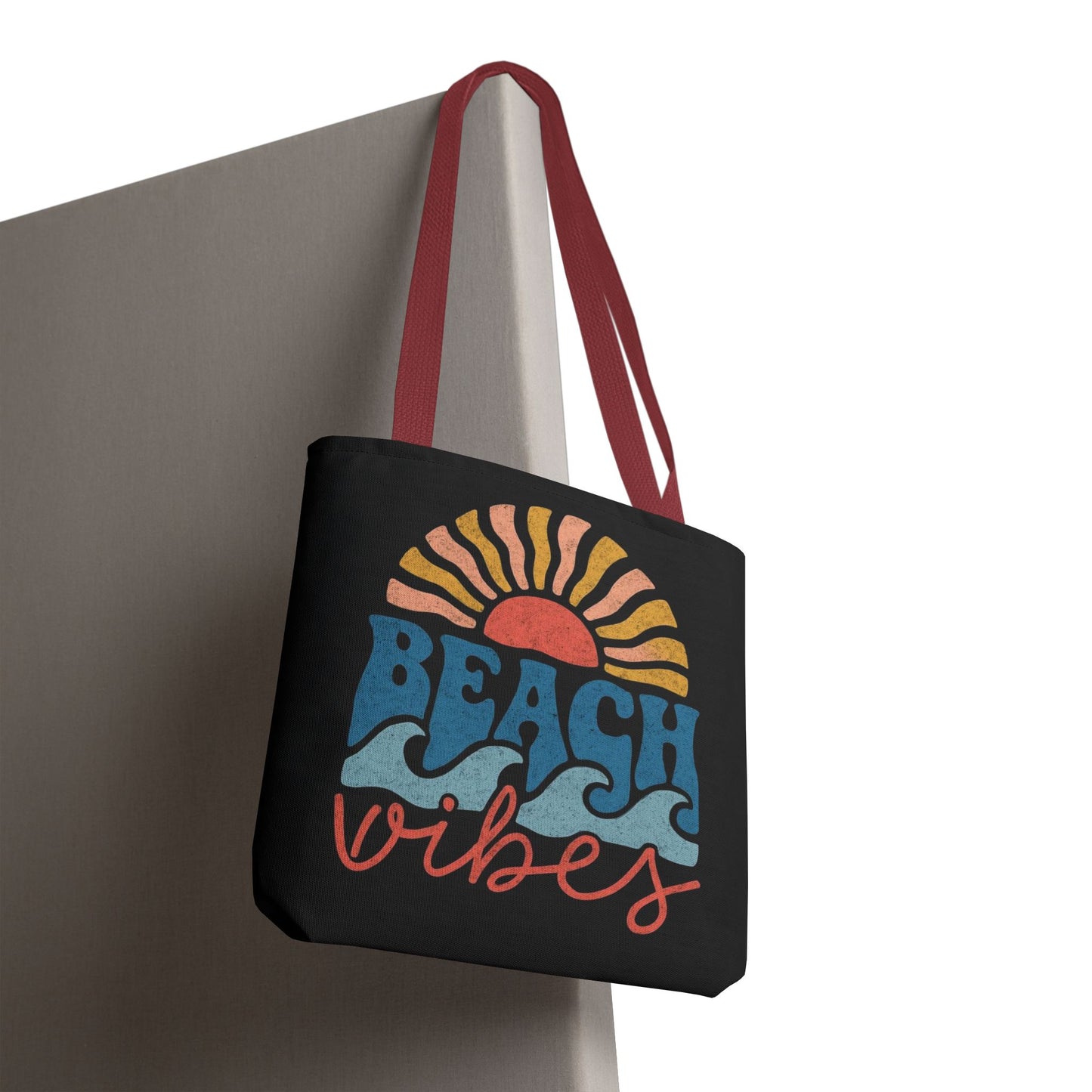 Beach Vibes Tote Bag — Retro Sunset Surf Waves Beach Tote