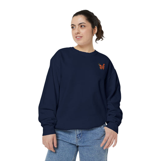 Butterfly Floral Sweatshirt — Monarch Butterfly Chest & Back Crewneck
