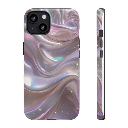 Iridescent Marble Tough Phone Case — Shimmery Swirl Protective Cover