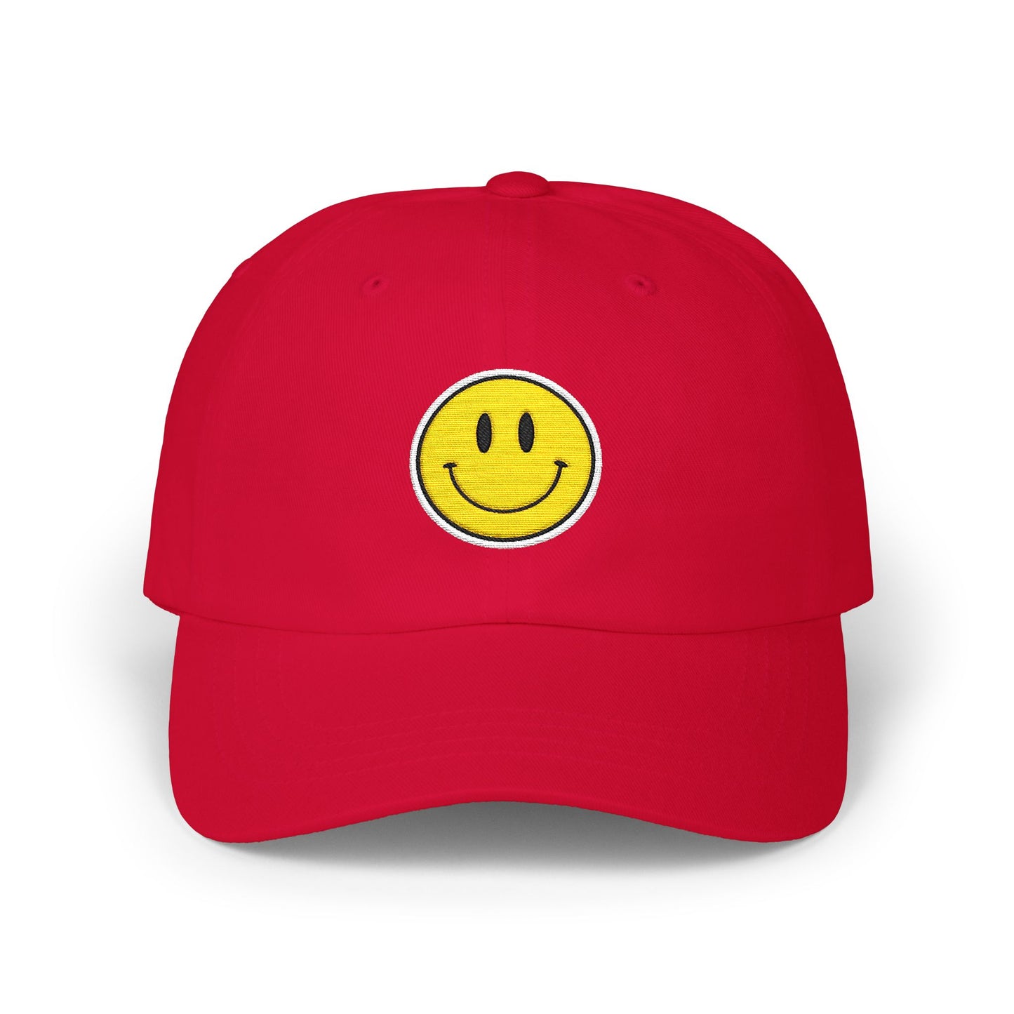 Smiley Face Dad Cap - Embroidered Yellow Smile Baseball Hat