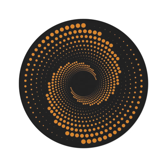 Spiral Dot Round Rug — Modern Geometric Orange & Black Accent Rug