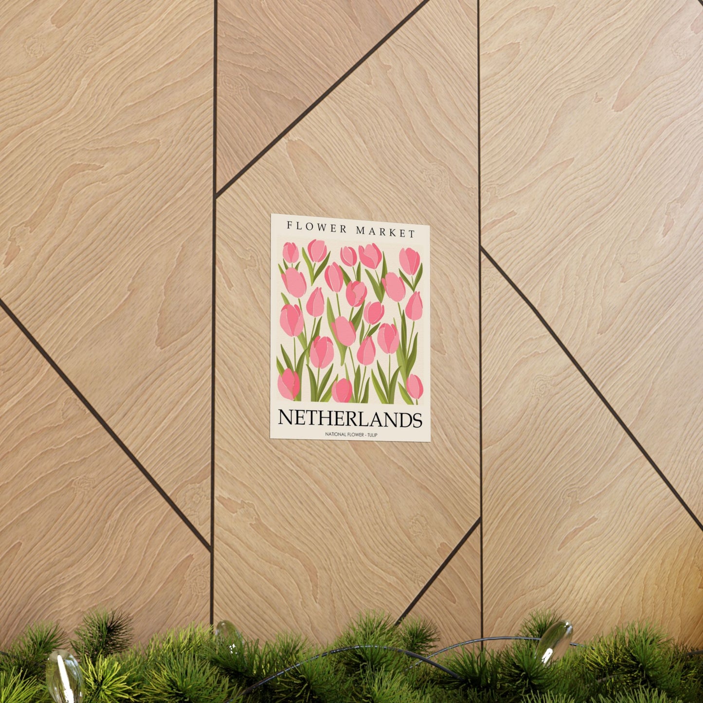 Netherlands Flower Market Poster – Pink Tulip Matte Vertical Art Print