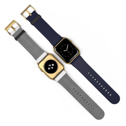 Navy Leather Watch Band — Classic Apple Watch Strap