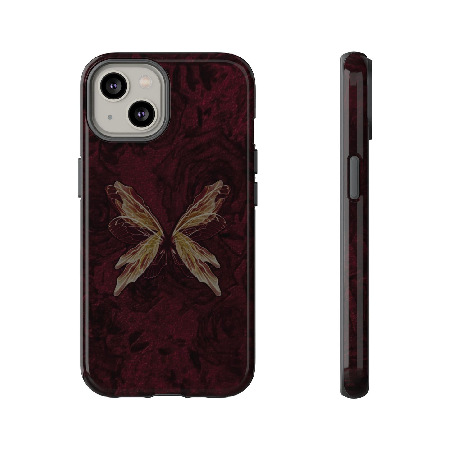 Butterfly Wing Tough Phone Case — Dark Maroon Protective iPhone Cover