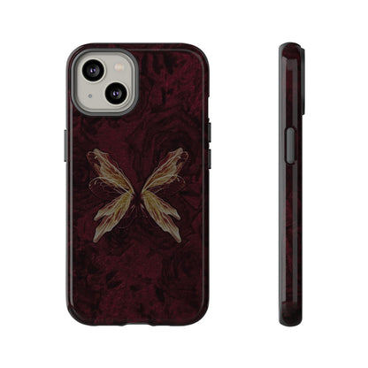 Butterfly Wing Tough Phone Case — Dark Maroon Protective iPhone Cover