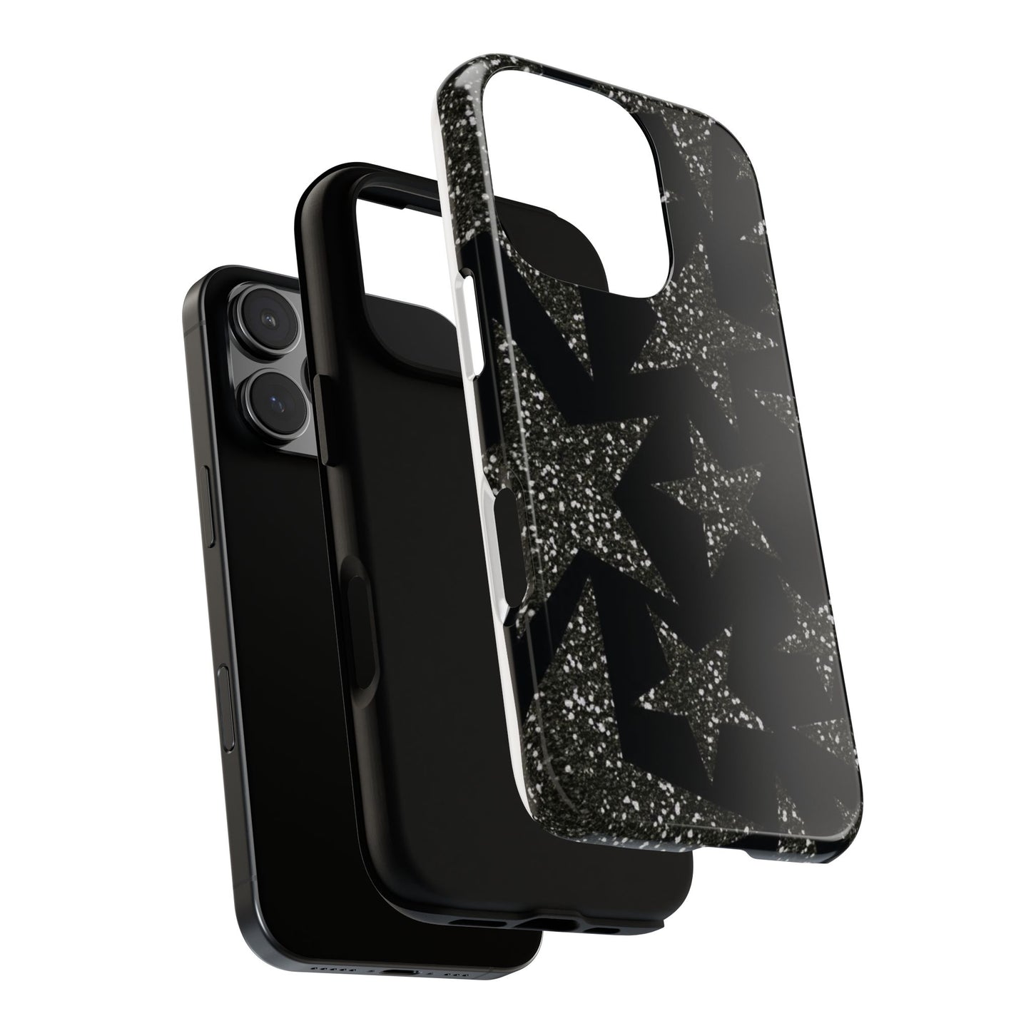 Glitter Star Tough Case — Black Sparkle Phone Case