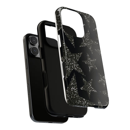 Glitter Star Tough Case — Black Sparkle Phone Case