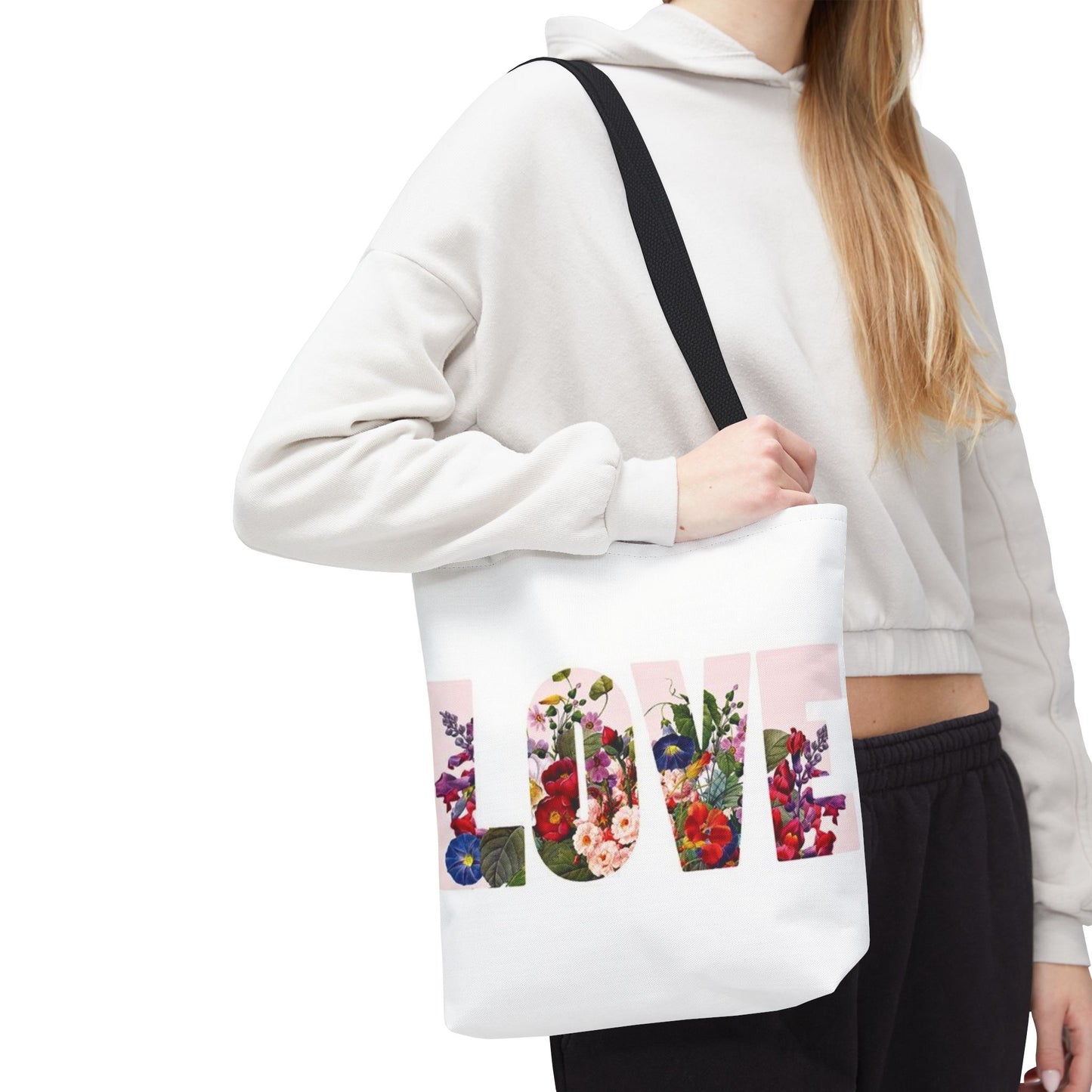Floral 'LOVE' Print Tote Bag — Botanical Garden Canvas Tote