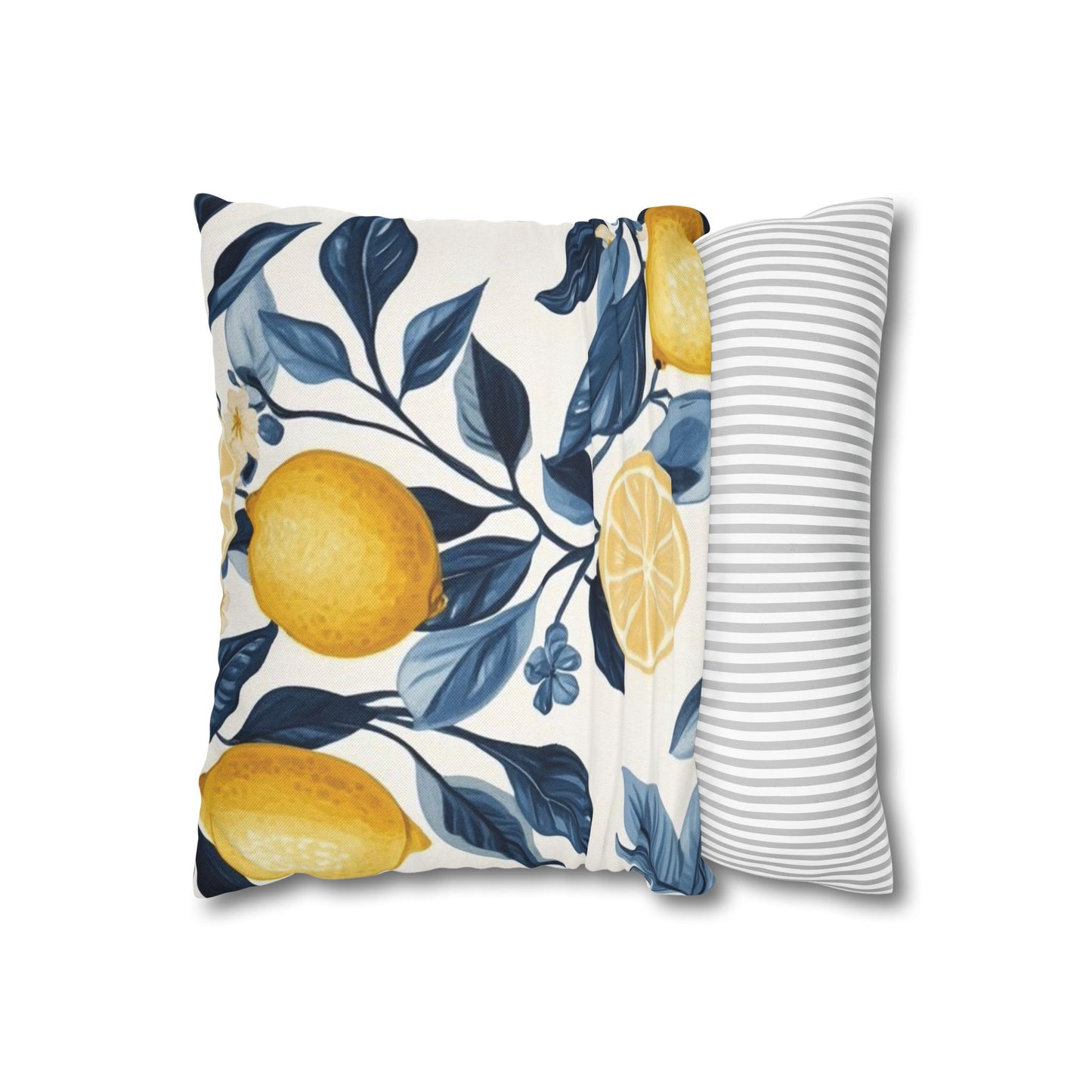 Lemon Grove Decorative Pillowcase — Yellow Citrus Botanical Throw Pillow Cover