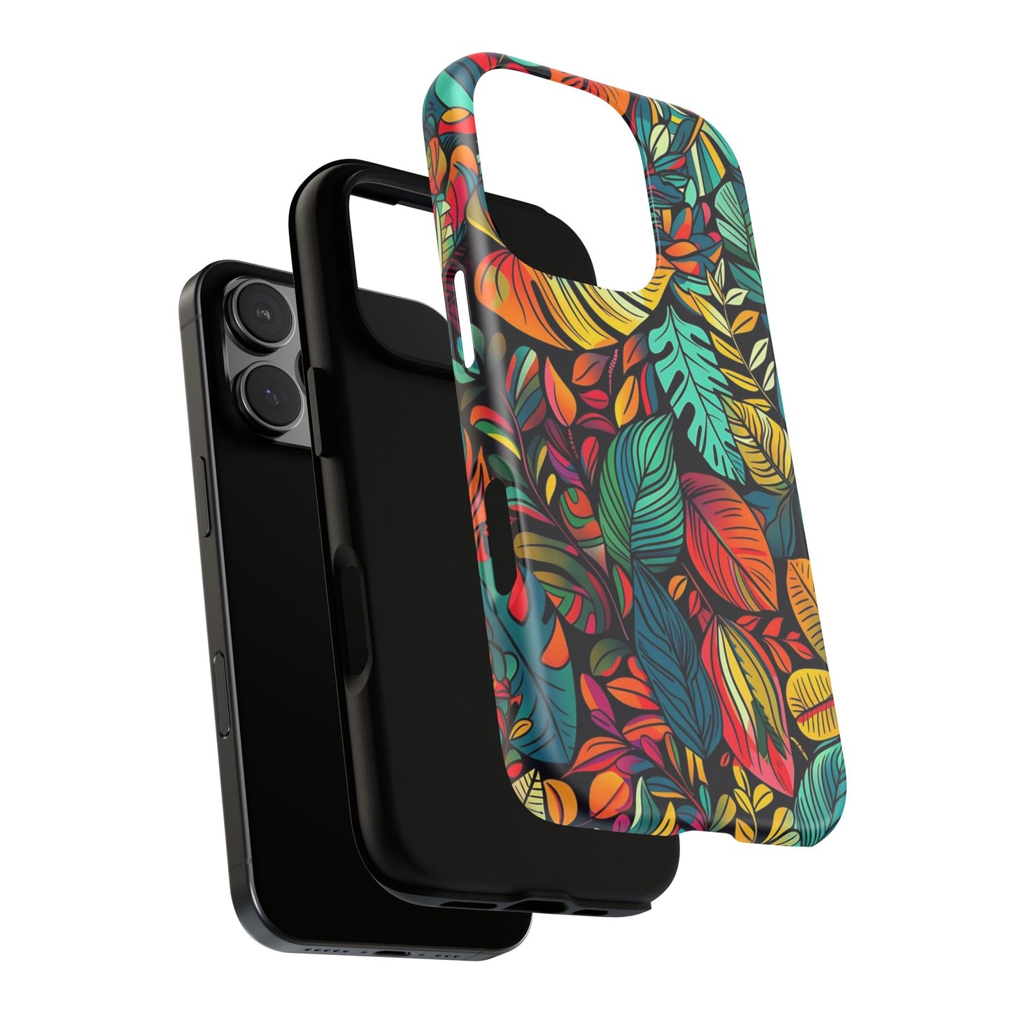 Colorful Tropical Leaves Phone Case — Vibrant Botanical Protective Cover