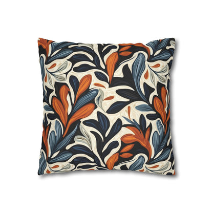 Abstract Floral Throw Pillowcase — Navy, Rust & Cream Decorative Pillow Cover