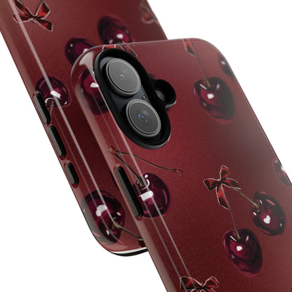 Cherry Pattern Phone Case — Retro Dark Red Cherry iPhone Cover