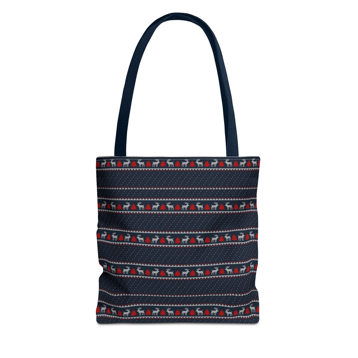 Holiday Reindeer Stripe Tote Bag — Festive Christmas Pattern Tote