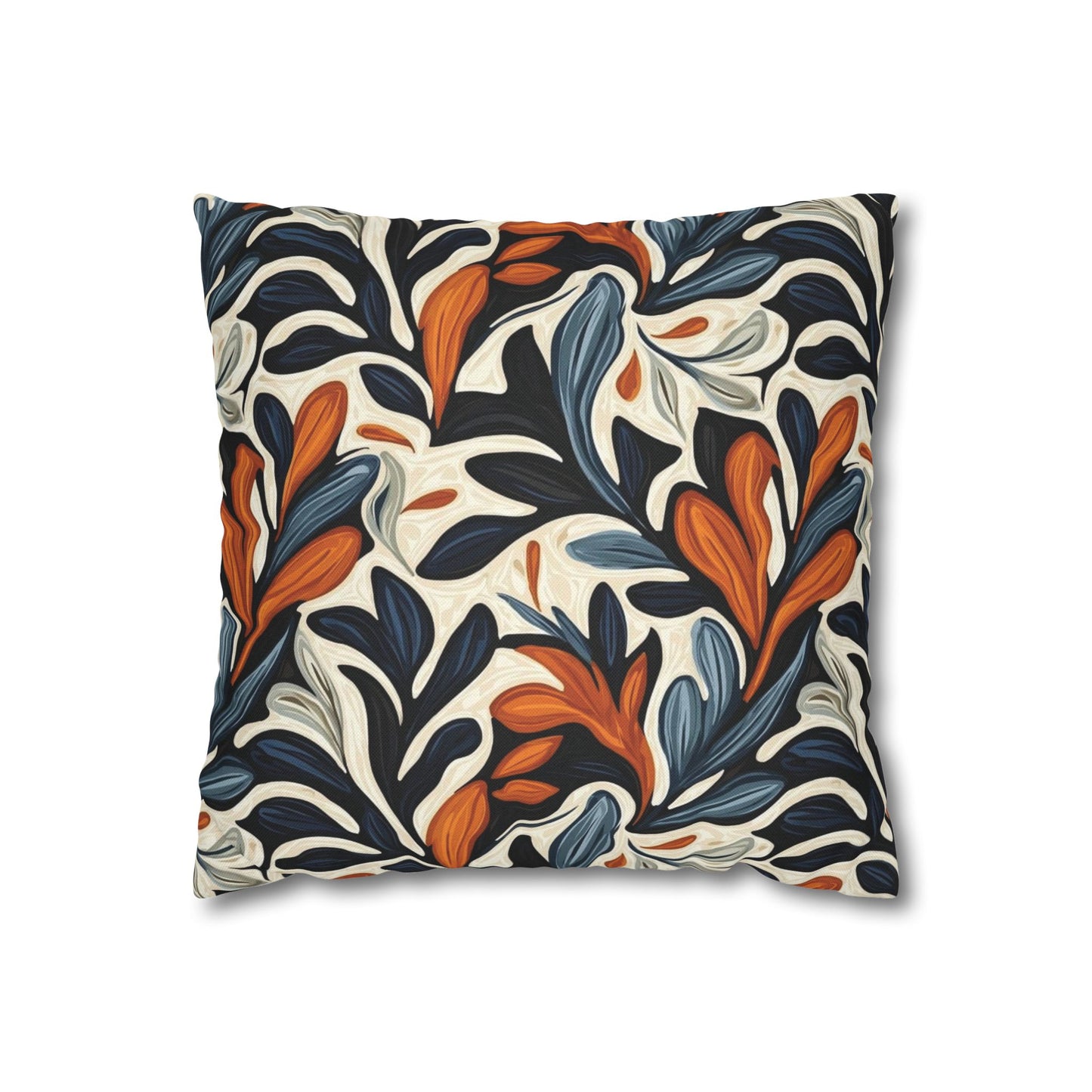 Abstract Floral Throw Pillowcase — Navy, Rust & Cream Decorative Pillow Cover