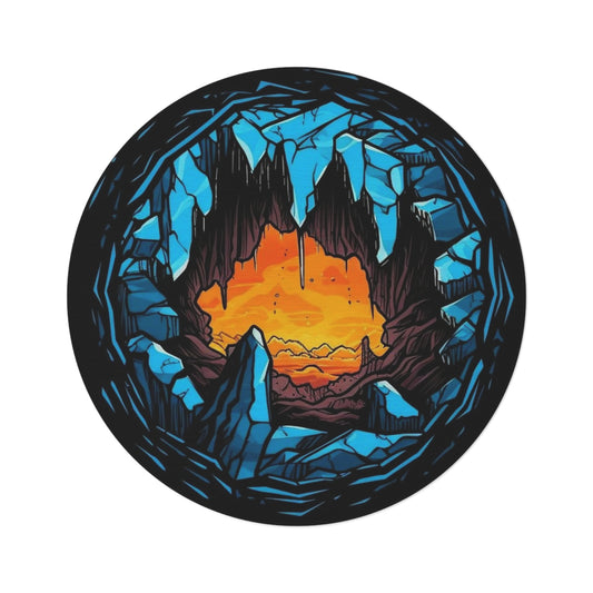 Cave Sunset Round Rug — Illustrated Horizon Circle Mat