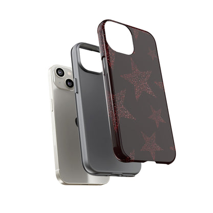 Glitter Red Star Tough Case — Shockproof iPhone Protective Cover