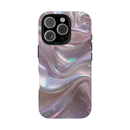 Iridescent Marble Tough Phone Case — Shimmery Swirl Protective Cover