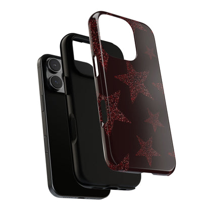 Glitter Red Star Tough Case — Shockproof iPhone Protective Cover