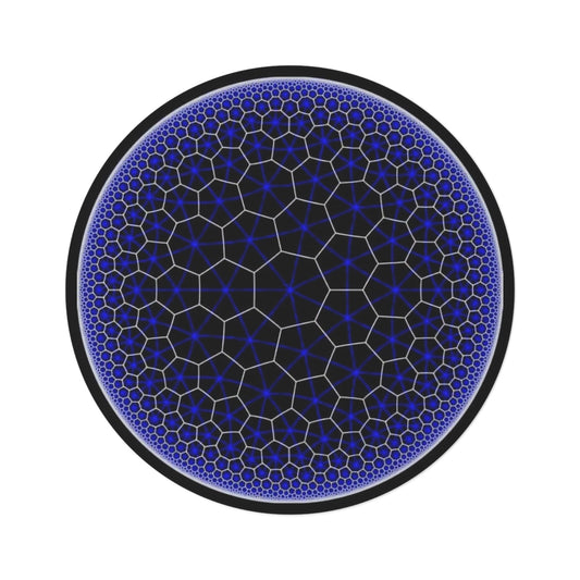 Geometric Blue Mosaic Round Rug — Modern Moroccan Pattern Floor Mat