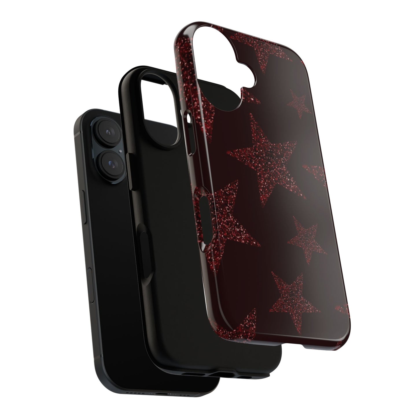Glitter Red Star Tough Case — Shockproof iPhone Protective Cover