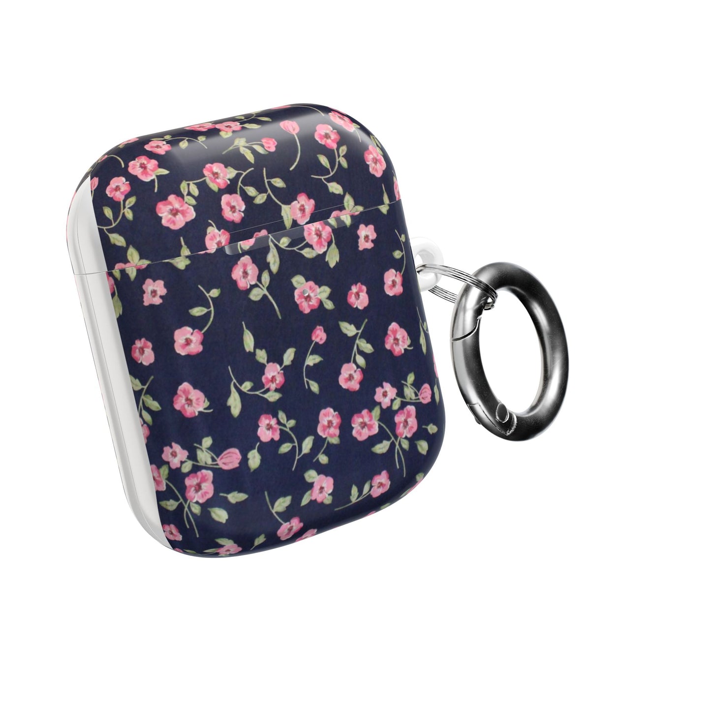 Floral Navy Pink Blossoms AirPod Case — Cute Protective Wireless Earbud Cover