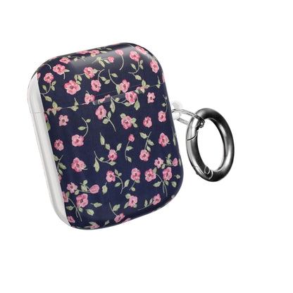Floral Navy Pink Blossoms AirPod Case — Cute Protective Wireless Earbud Cover
