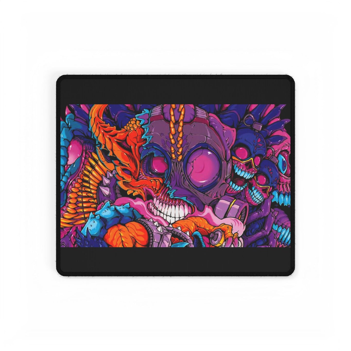 Neon Skull Chaos Large Gaming Desk Mat — Vibrant Skull Art Mouse Pad for PC & Office