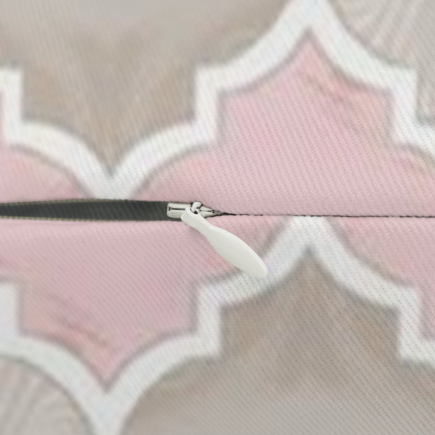 Moroccan Trellis Pink & Taupe Lumbar Pillow — Decorative Polyester Cushion