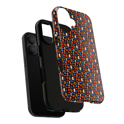 Geometric Retro Mosaic Tough Phone Case — Durable Colorful Protective Cover