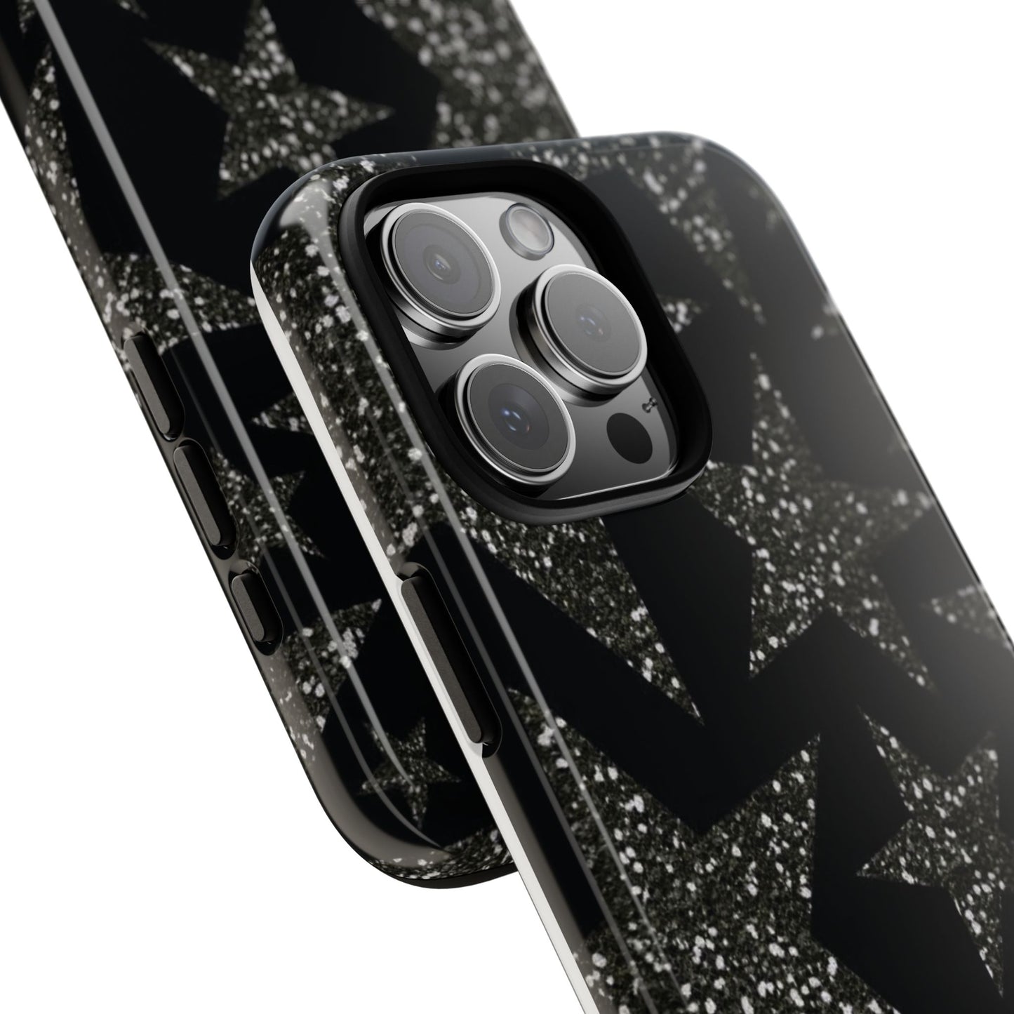 Glitter Star Tough Case — Black Sparkle Phone Case